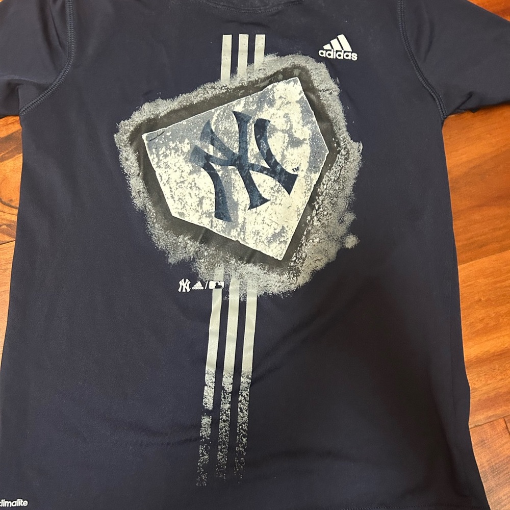 Adidas Kids Navy Long Sleeve Yankees Tee